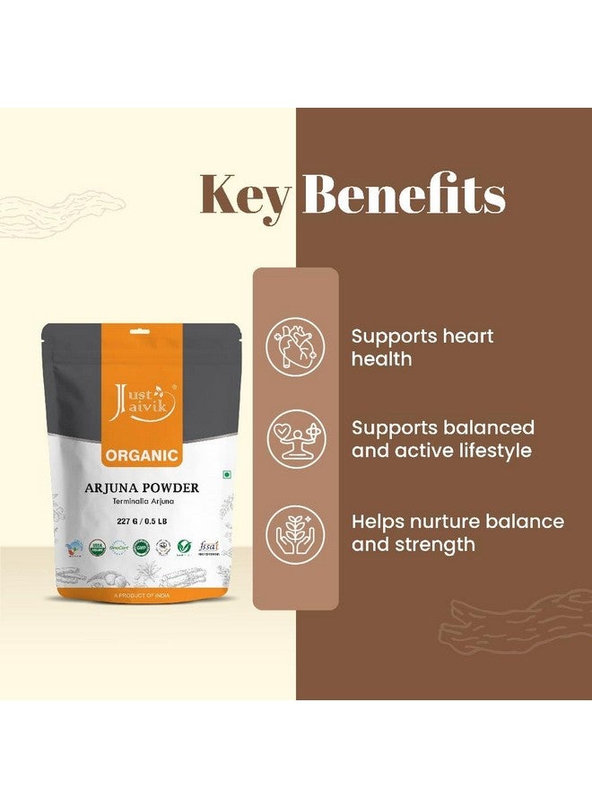 Just Jaivik Just Jaivik 100% Organic Arjuna Bark Powder (Terminalia Arjuna) 1/2 LB, 08 oz, 227g USDA Certified Organic- Biodegradable Resealable Zip Lock Pouch Traditional rejuvenative and Tonic for The Heart* - Image 4