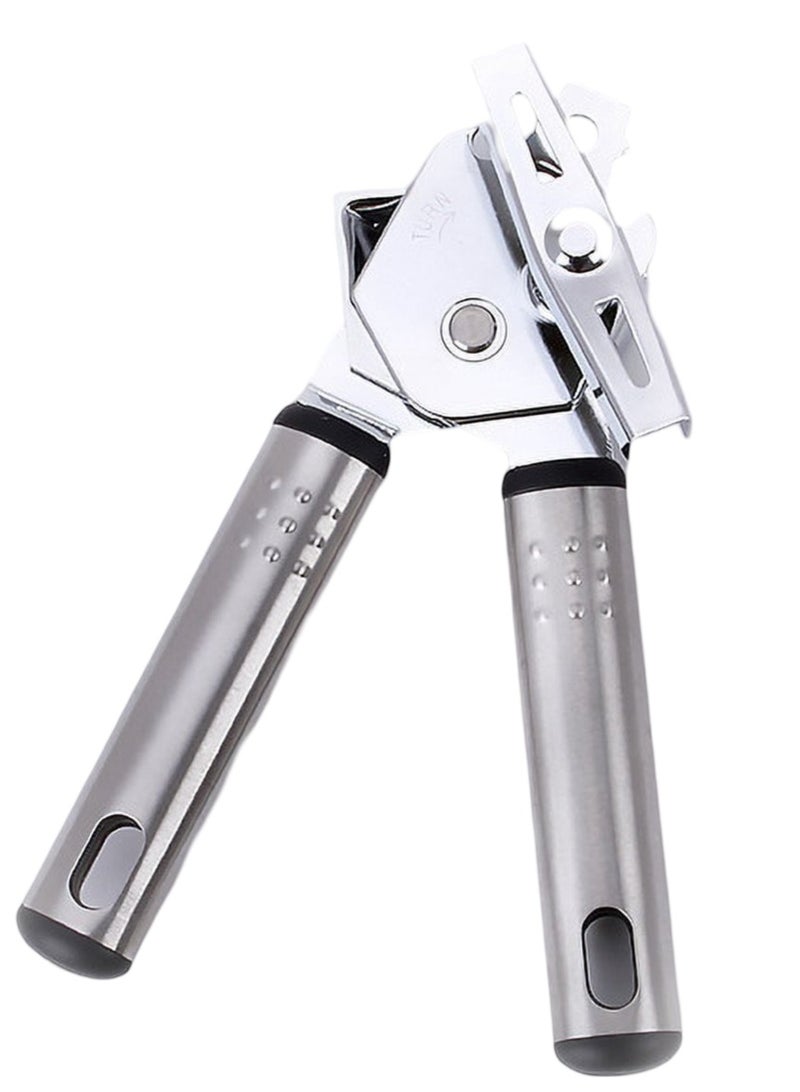 ON MART Stainless Steel Tin Opener Can Opener Manual Tin Cutter Heavy Duty Multipurpose Handheld Can Opener Super Sharp Cutting Wheel for Smooth Edge Cut, Easy Turn Knob Useful for Bottles, Cans and Tins for Household, Outdoor Camping - Image 2