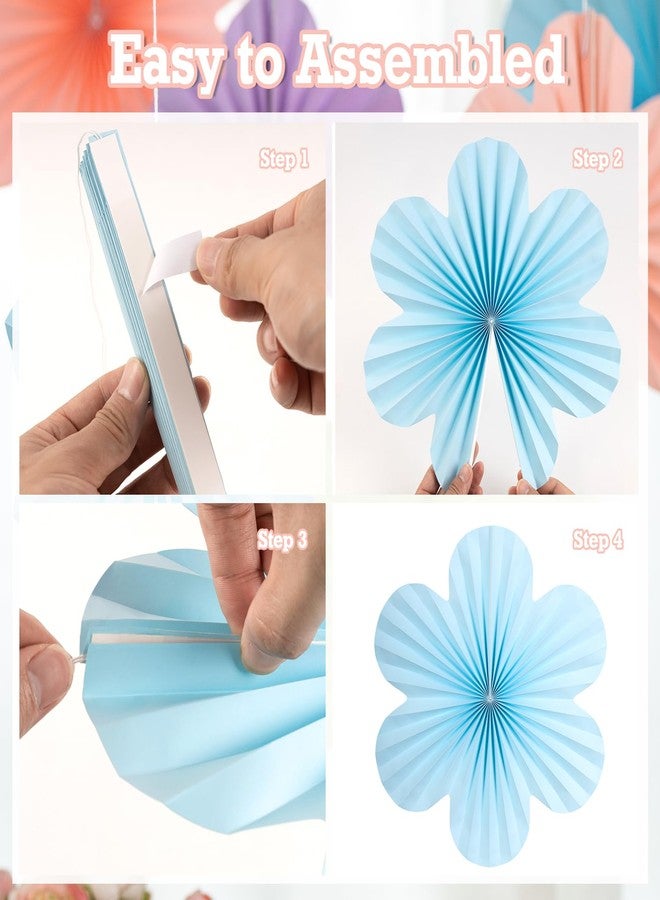 SUNBEAUTY 9 PCS Pastel Paper Flowers Decorations for Wall Paper Fans Classroom Decoration Paper Floral Backdrop Decor Paper Fans Decoration - Image 3