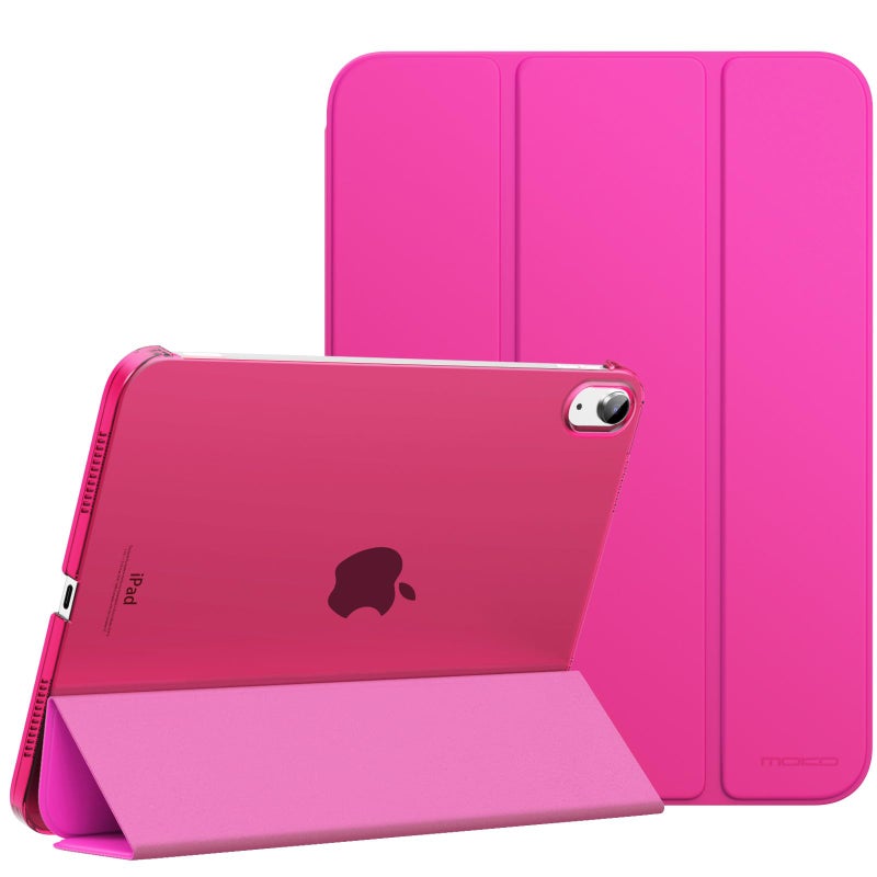 MoKo for iPad (A16) 11th Generation Case 11 Inch 2025, iPad 10th Generation Case 10.9 Inch 2022, Slim Stand Hard PC Translucent Back Shell Smart Cover, Support Touch ID, Auto Wake/Sleep,Bright Pink - Image 1