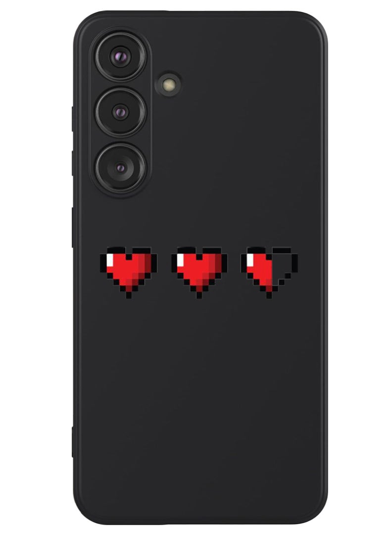 Theodor Protective Slim Fit Case Liquid Silicone Cover with Full Body Protection Anti-Scratch Shockproof Case For Samsung Galaxy S24 Plus (Black) - 3 Hearts - Image 1