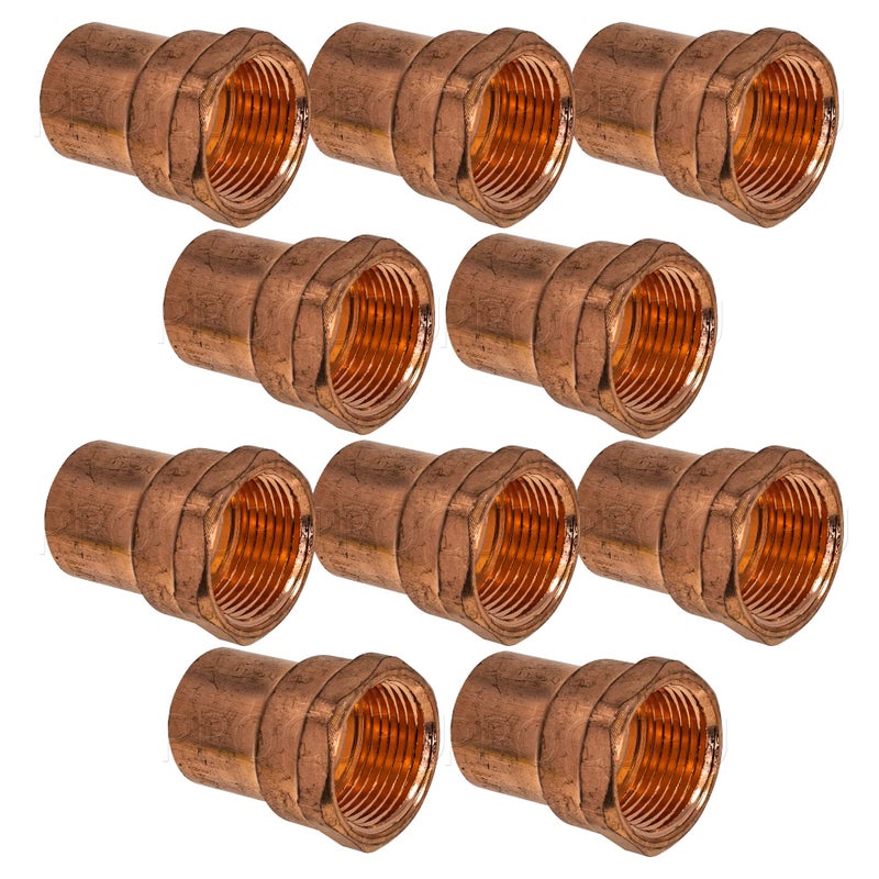 PROCURU 10Pack 12Inch Copper Female Adapter C x FNPT Certified Safe for Drinking Water CWFA001210P