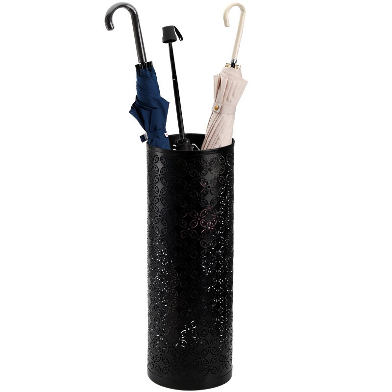 Hacaroa Hacaroa Metal Round Umbrella Stand Rack Free Standing Umbrella Holder Bin Canes Walking Sticks Holder for Entryway Home Office Black