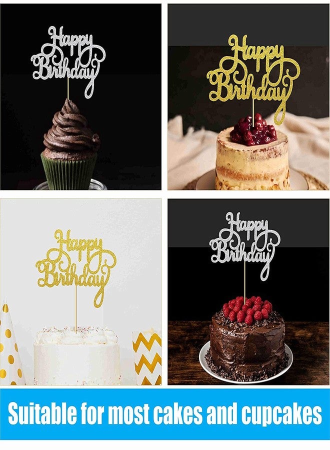 SVM CRAFT مجموعة زينة كعكة عيد ميلاد سعيد من SVM CRAFT® - عبوة من 12 قطعة ذهبية وفضية. زينة كعكة عيد ميلاد سعيد للأطفال والأولاد والبنات والبالغين في أعياد الميلاد الثلاثين والأربعين والخمسين والستين. - Image 4