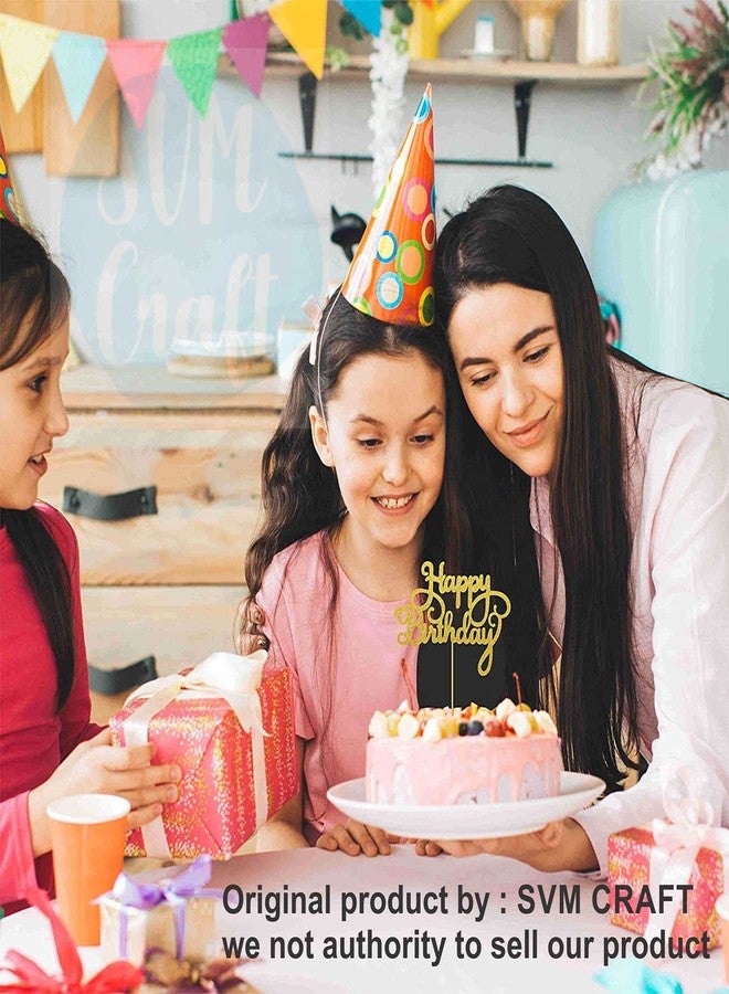SVM CRAFT مجموعة زينة كعكة عيد ميلاد سعيد من SVM CRAFT® - عبوة من 12 قطعة ذهبية وفضية. زينة كعكة عيد ميلاد سعيد للأطفال والأولاد والبنات والبالغين في أعياد الميلاد الثلاثين والأربعين والخمسين والستين. - Image 5