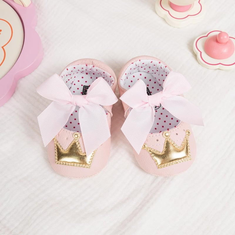 Meckior Infant Baby Girls Mary Jane Flats Non-Slip Rubber Sole Bowknot Princess Wedding Dress Shoes Toddler First Walkers - Image 4