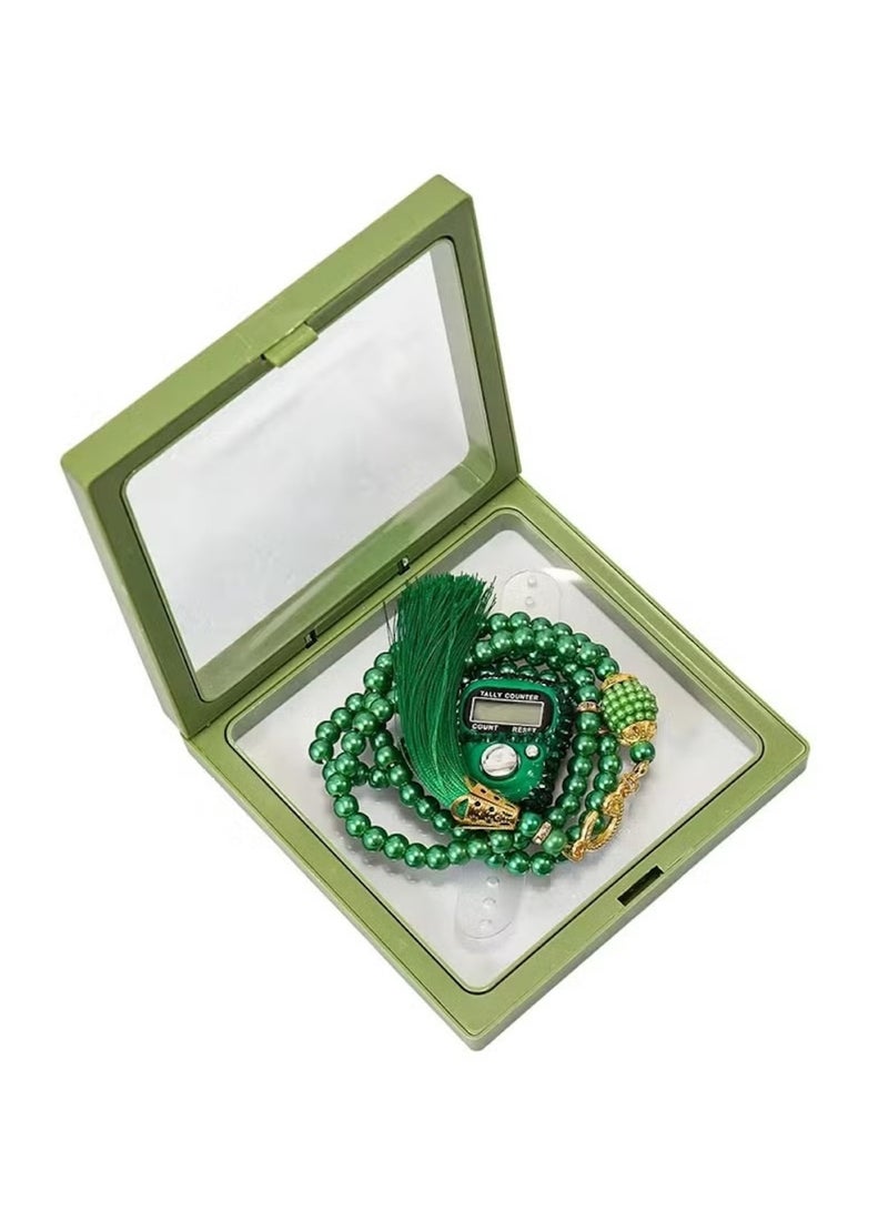 Huitich Digital Elegance 99 Glass Bead Tasbeeh Gift Set with Digital Counter Assorted  - Image 4