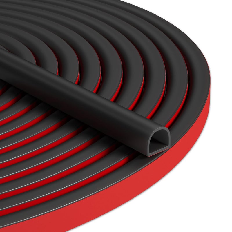 Bantie 20FT Weather Stripping Door Seal Self Adhesive Weather Insulation Strip Weatherstripping Silicone D Shaped Seal Strip Door Frame Gap FillerWindow Soundproofing