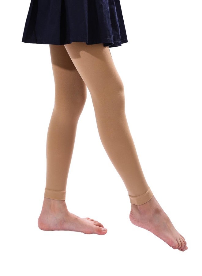 EVERSWE Girl's Microfiber Footless Tights, Ultra Soft Ballet Dance Tights, Caramel, 8-10 years - Image 2