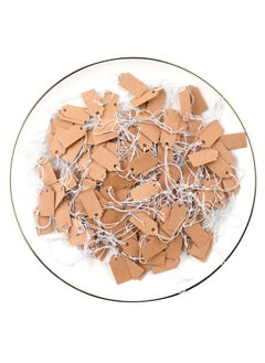 KASTWAVE 200 Pcs Mini Kraft Price Tags, Small Tags with Elastic String, Jewelry Tags Labels for Clothing, Gift (Brown,1.02×0.47inch)  - Image 1