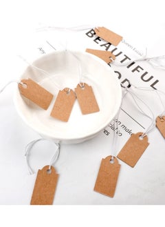KASTWAVE 200 Pcs Mini Kraft Price Tags, Small Tags with Elastic String, Jewelry Tags Labels for Clothing, Gift (Brown,1.02×0.47inch)  - Image 5