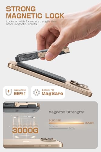 SUPCASE for MagSafe Wallet with Stand, Magnetic Wallet for Men, [Hold 5 Cards] [Adjustable Stand] [RFID Blocking] Phone Stand Credit Card Holder Tripod for iPhone 17/16/15/14/13/12 Series, Desert - Image 2