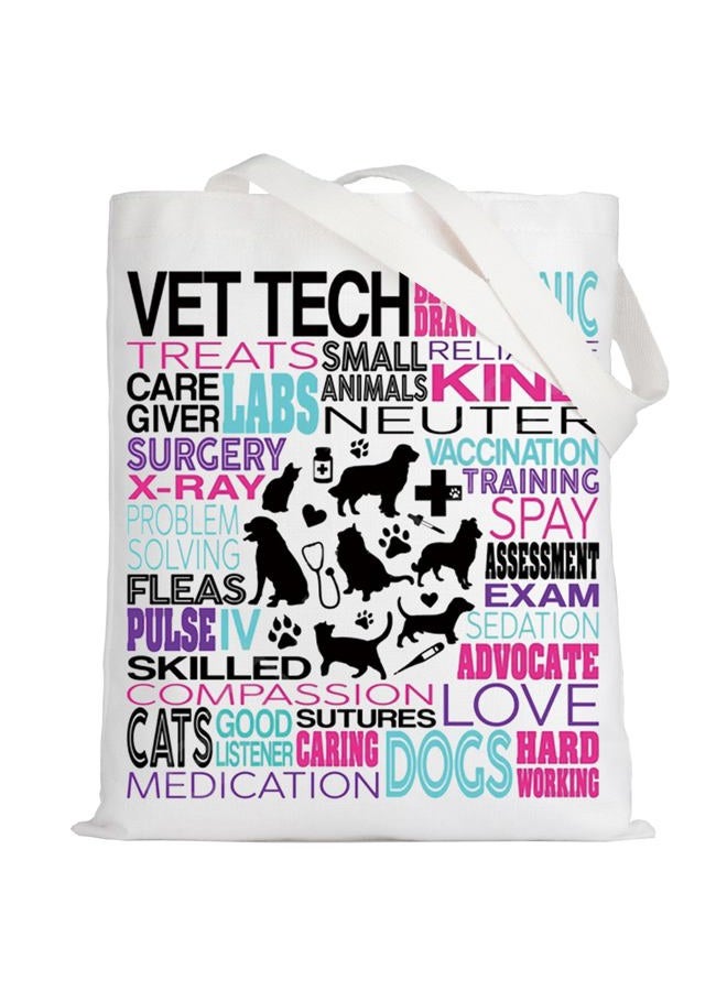 LEVLO Vet Tech Canvas Tote Bag Veterinarian Gift Veterinary Shoulder Bag For Vet Doctor Nurse Student (Vet Tech Tote) - Image 1