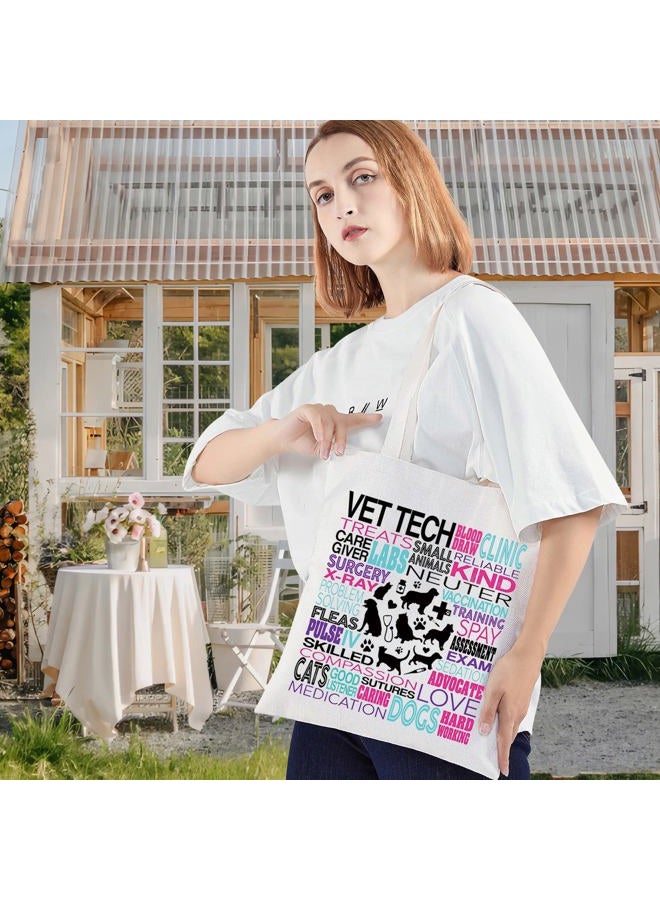 LEVLO Vet Tech Canvas Tote Bag Veterinarian Gift Veterinary Shoulder Bag For Vet Doctor Nurse Student (Vet Tech Tote) - Image 3
