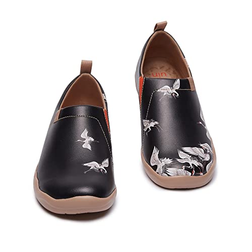 UIN Women's Walking Travel Shoes Slip On Microfiber Leather Casual Loafers Lightweight Comfort Fashion Sneaker Crane in Dark (8) - Image 4