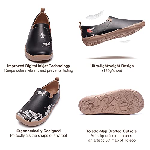 UIN Women's Walking Travel Shoes Slip On Microfiber Leather Casual Loafers Lightweight Comfort Fashion Sneaker Crane in Dark (8) - Image 5