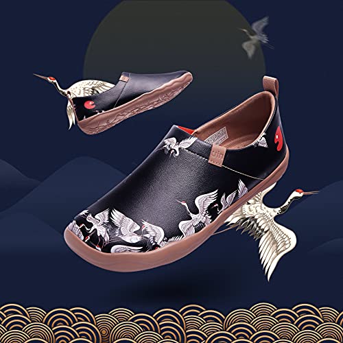 UIN Women's Walking Travel Shoes Slip On Microfiber Leather Casual Loafers Lightweight Comfort Fashion Sneaker Crane in Dark (8) - Image 2