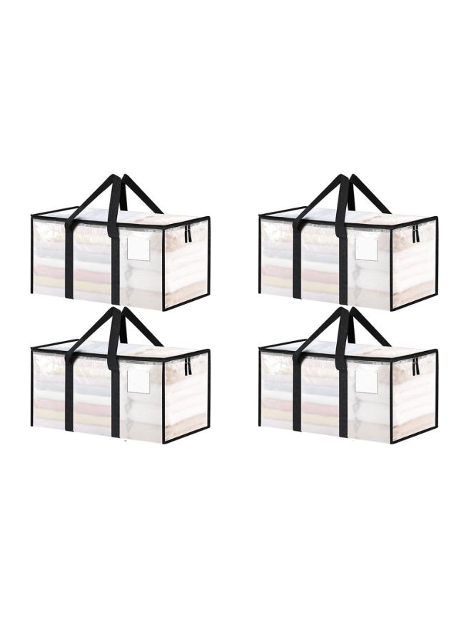 4 Pack Extra Large Heavy Duty Moving Bags, Clear Storage Bins with Lids, Reinforced Handles & Heavy-Duty Zippers Moving Boxes Storage Bags Totes for Clothes Packing, Dorms, College Supplies, Clear - Image 1