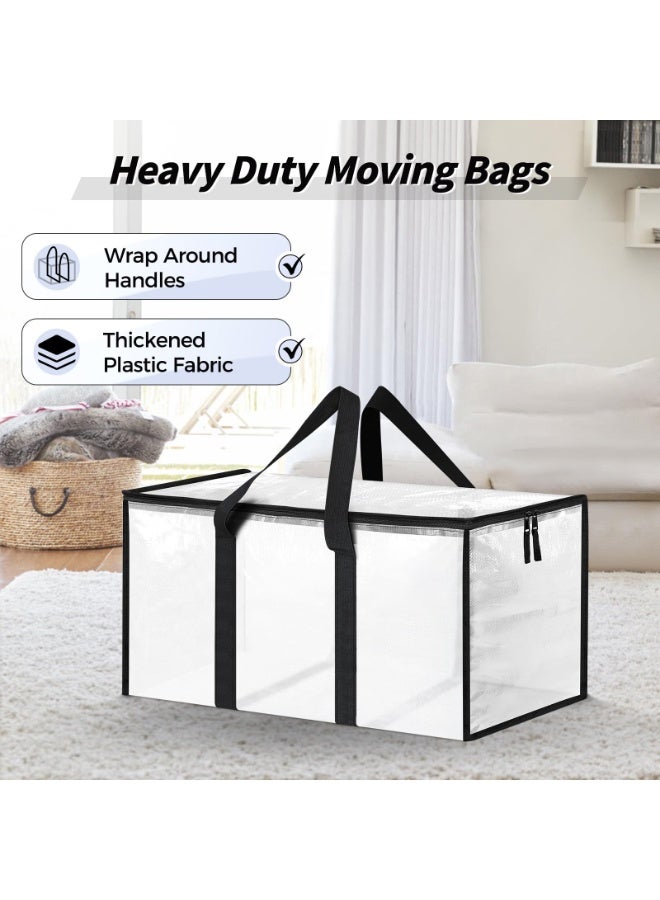 4 Pack Extra Large Heavy Duty Moving Bags, Clear Storage Bins with Lids, Reinforced Handles & Heavy-Duty Zippers Moving Boxes Storage Bags Totes for Clothes Packing, Dorms, College Supplies, Clear - Image 3
