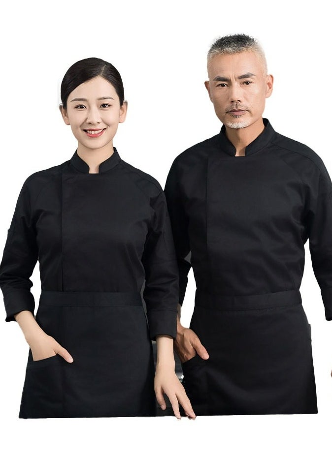 Gasin - Restaurant chef uniform kitchen overalls 7-point sleeve suit - Image 1