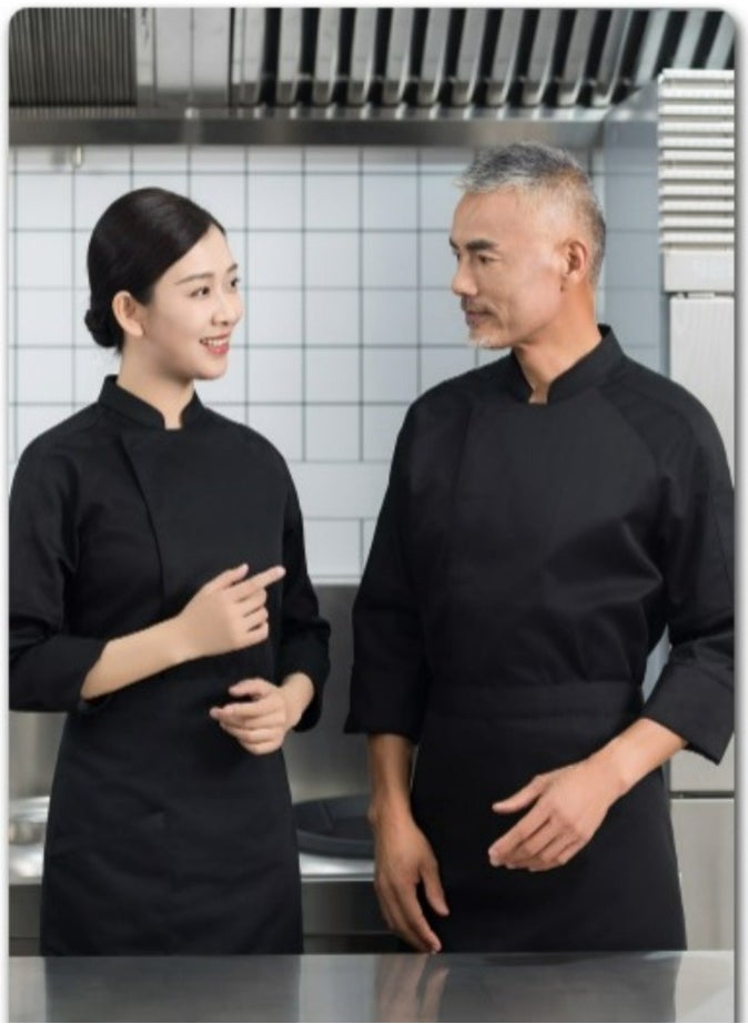 Gasin - Restaurant chef uniform kitchen overalls 7-point sleeve suit - Image 1