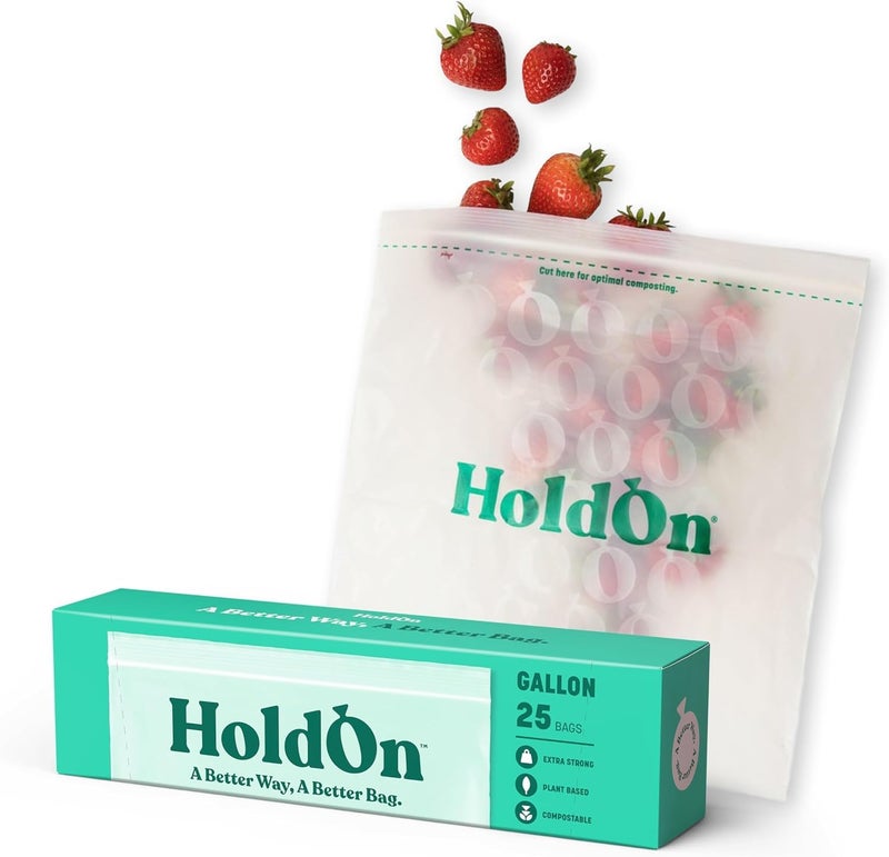 HoldOn Zipseal Sandwich Bags – Compostable, PFOA-Free, BPA-Free, Food-Safe Zip Seal Food Storage Bags With Secure Seal for Home & Travel, Freezer-safe (100 bags total) - Image 1