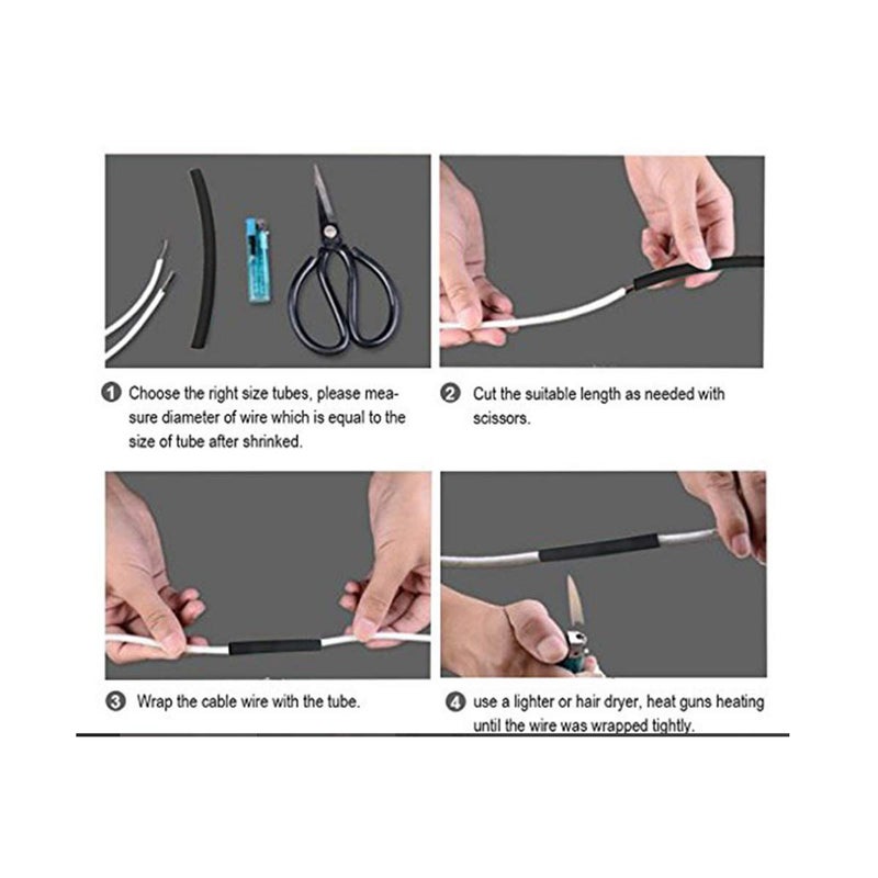 Rack friendly Heat Shrink Tubing Kit, Shrinkage Ratio 2:1 Heat Shrink Tube Wire Shrink Wrap Sleeve, Insulation Wire Electrical Cable Protection Set, Black/Red, 127 Pcs Quick assemble - Image 3