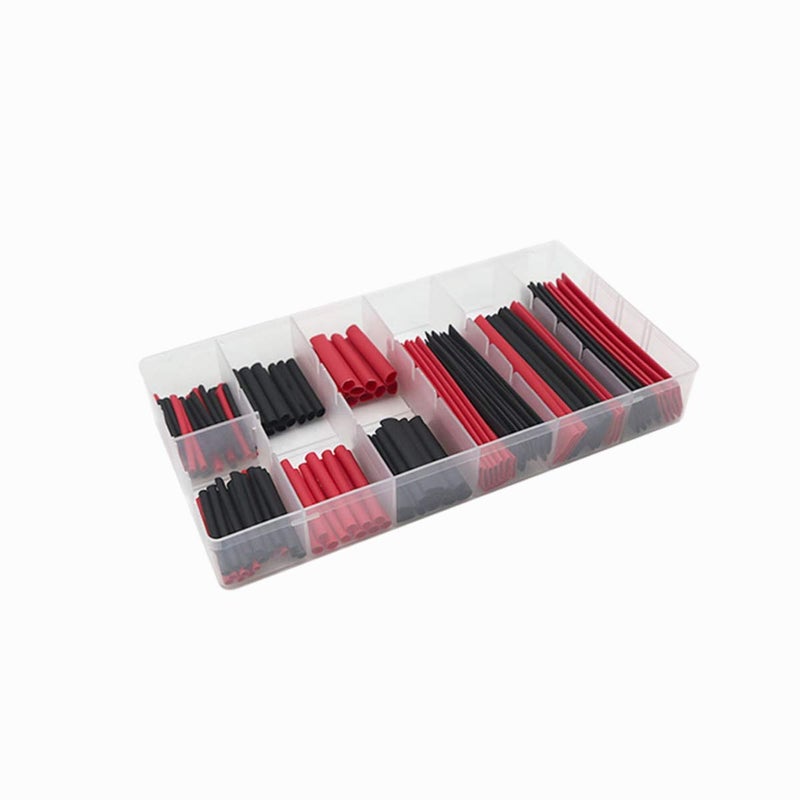 Rack friendly Heat Shrink Tubing Kit, Shrinkage Ratio 2:1 Heat Shrink Tube Wire Shrink Wrap Sleeve, Insulation Wire Electrical Cable Protection Set, Black/Red, 127 Pcs Quick assemble - Image 2