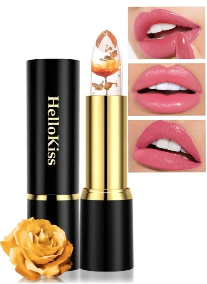 HelloKiss Jelly Flowers Color Changing Lipstick Temperature Lip Color Changing Gloss Lipstick Lasting Moisturizer Color Change Lip Balm Moisturizing Tinted Lip Gloss for Women 03  - Image 1
