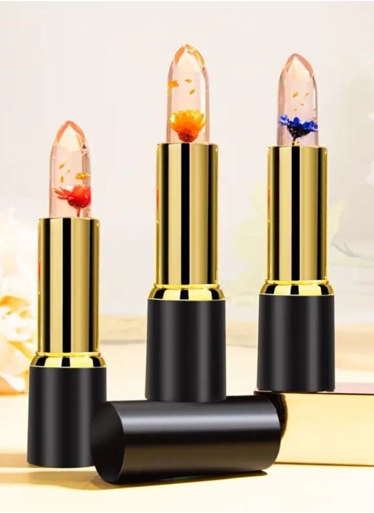 HelloKiss Jelly Flowers Color Changing Lipstick Temperature Lip Color Changing Gloss Lipstick Lasting Moisturizer Color Change Lip Balm Moisturizing Tinted Lip Gloss for Women 03  - Image 3