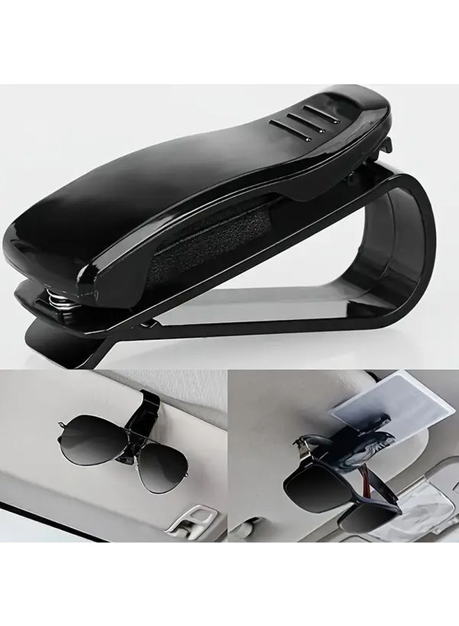 Black Car Sun Visor Glasses Clip Driver License Holder Non Slip - Image 1