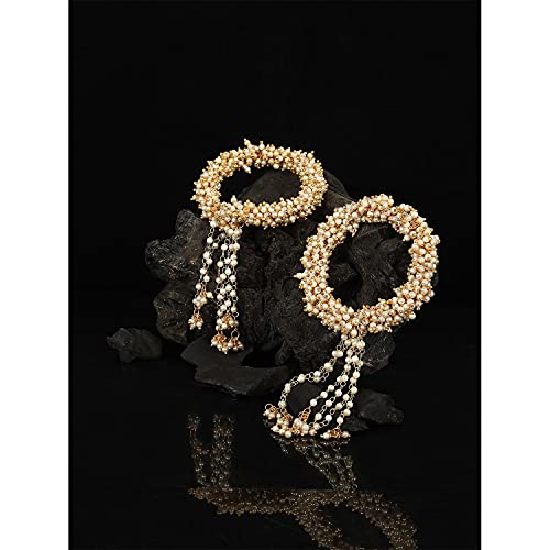 Efulgenz Indian Handmade Pearl Beaded Lumba Rakhi Bracelet Bangle Jewelry Set for Women Girls Gift for Bhabhi Sister (2 pc) - Image 2