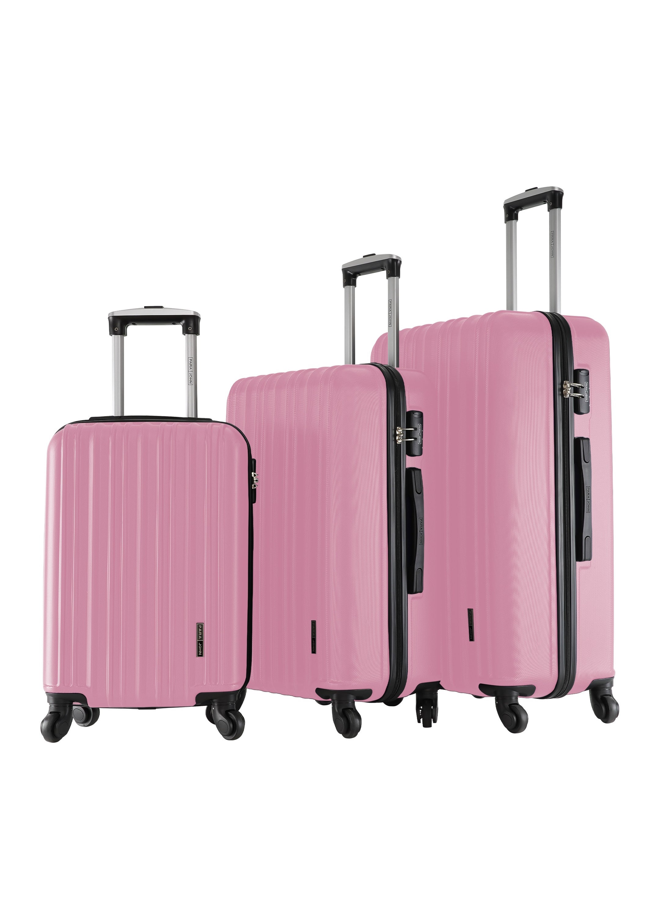 Keno 3 Piece ABS Hardside Spinner Luggage Trolley Set 20/24/28 Inch Pink 