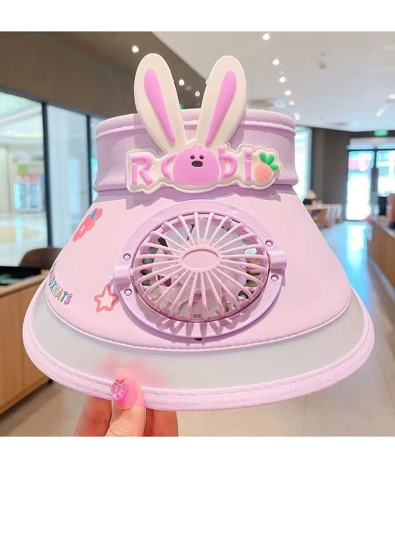 Generic Children's large eave hollow roof sunshade charging fan cap  - Image 1