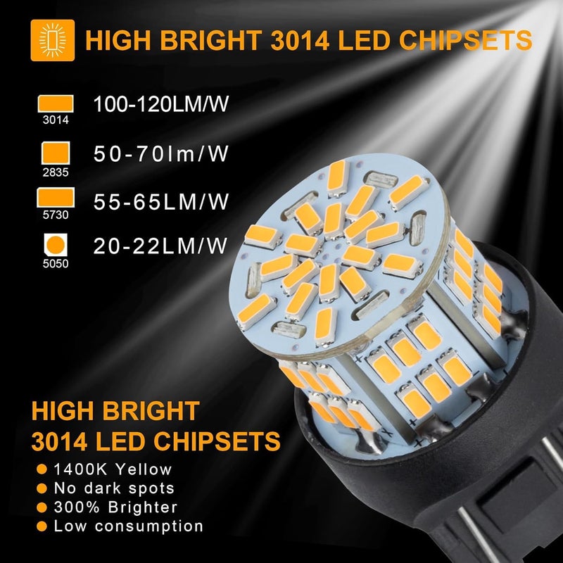 iFunyLED مجموعة إضاءة إشارة الانعطاف LED iFunyLED 4PCS 7443 - أصفر كهرماني - Image 5