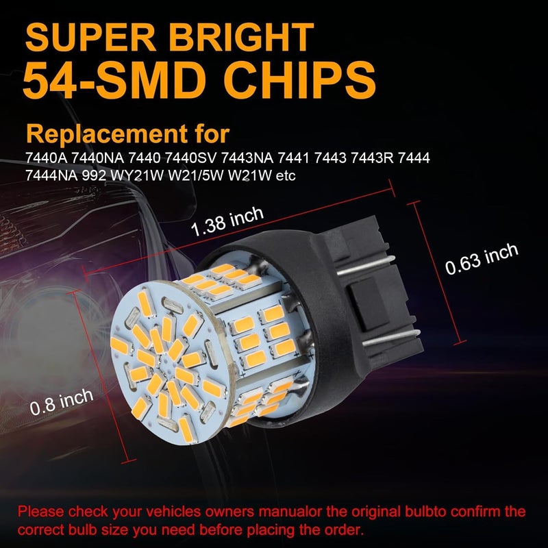 iFunyLED مجموعة إضاءة إشارة الانعطاف LED iFunyLED 4PCS 7443 - أصفر كهرماني - Image 4