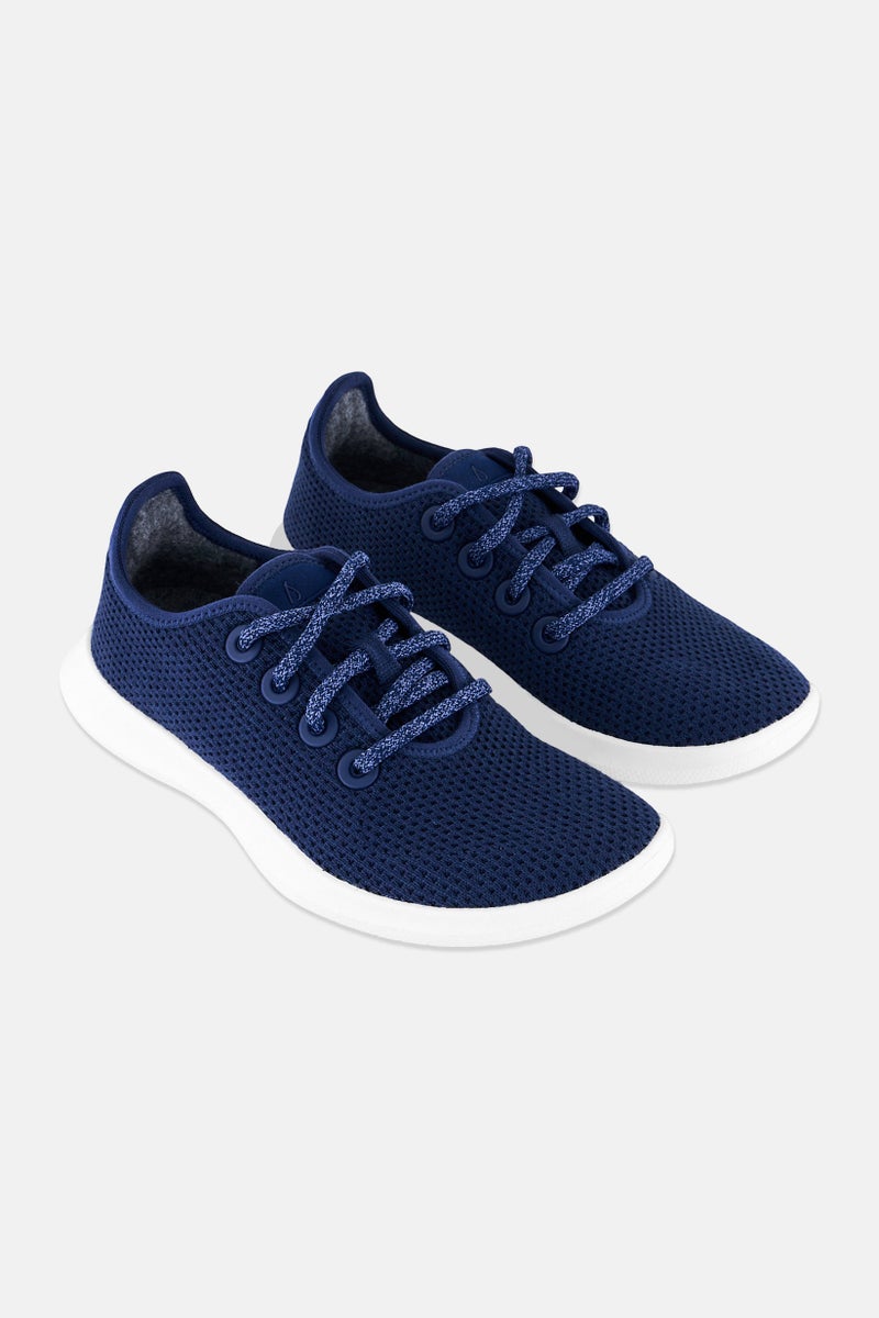 Allbirds Kids Girl Tree Runner Lace Up Outdoors Shoes, Navy - Image 1