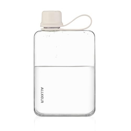 ALLKELR Portable Flat Water Bottle,BPA Free Reusable Tritan Plastic Travel Water Bottle Cup,Lightweight Leakproof Slim Water Bottle Fits Purse,Backpacking, Hiking (White, 17 oz) - Image 1