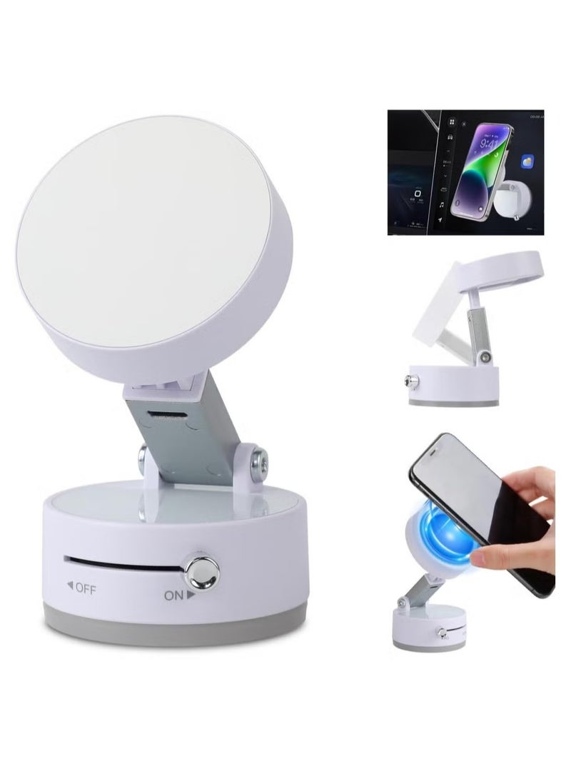 JAJEEK 2025 Foldable Vacuum Magnetic Suction Phone Holder – Double-Sided Adjustable Mobile Stand with Strong Magnetic Adsorption – Portable, Compact Phone Mount for All Smartphones – Universal White Magnetic Holder for Desk & Car - Image 1