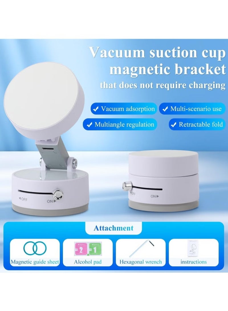 JAJEEK 2025 Foldable Vacuum Magnetic Suction Phone Holder – Double-Sided Adjustable Mobile Stand with Strong Magnetic Adsorption – Portable, Compact Phone Mount for All Smartphones – Universal White Magnetic Holder for Desk & Car - Image 3