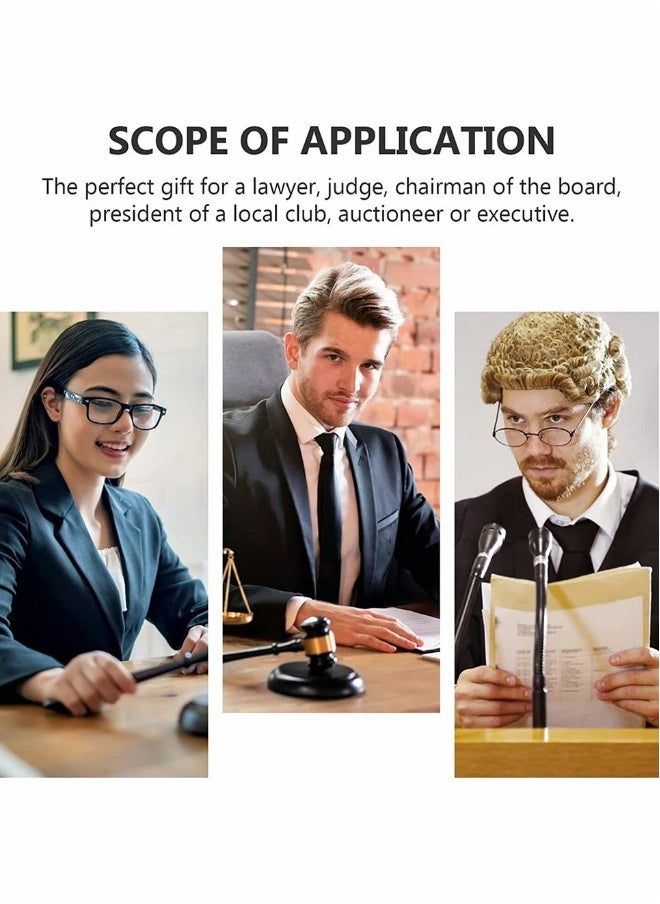 ماركة غير محددة مجموعة مطرقة خشبية يدوية مع كتلة، مطرقة خشبية وكتلة صوت خشبية، مثالية للقضاة والمحامين وطلاب المحاكم والهدايا (أسود)  - Image 5