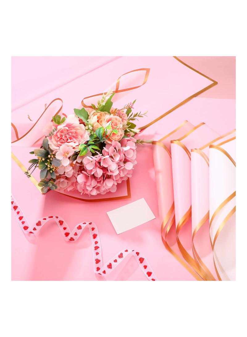 Floral Wrapping Paper with Gold Edge, Waterproof Matte Jelly Film for DIY Crafts, Assorted Flower Bouquets - Perfect for Flower Shops, Parties, and Weddings - 200 Sheets in 10 Colors. - Image 5