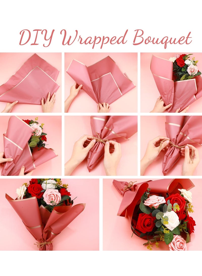 Floral Wrapping Paper with Gold Edge, Waterproof Matte Jelly Film for DIY Crafts, Assorted Flower Bouquets - Perfect for Flower Shops, Parties, and Weddings - 200 Sheets in 10 Colors. - Image 3