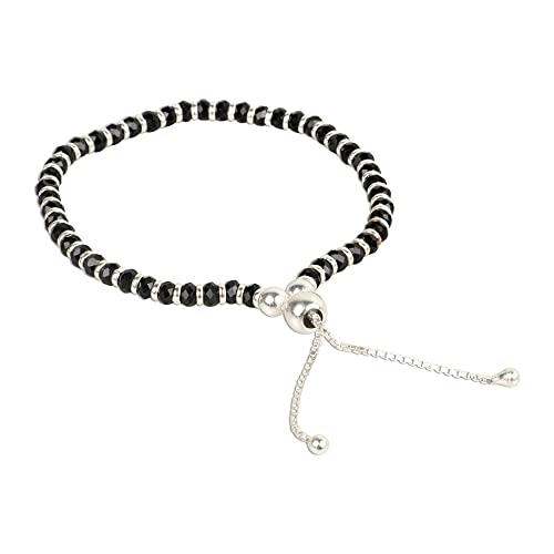 Silver Chest 925 Pure Silver Nazariya Bangle/silver Anklet for Baby Girl and Boy Adjustable Size Nazaria for Kids with Black Beads Slider Silver Ball - Pack of 2 - Image 5