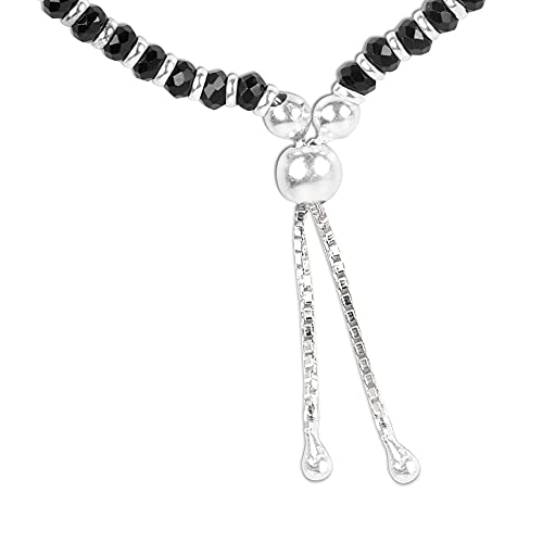 Silver Chest 925 Pure Silver Nazariya Bangle/silver Anklet for Baby Girl and Boy Adjustable Size Nazaria for Kids with Black Beads Slider Silver Ball - Pack of 2 - Image 4