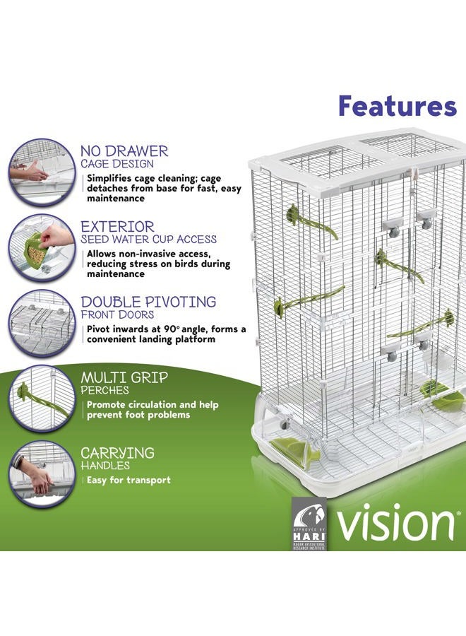 Vision M02 Wire Bird Cage, Bird Home For Parakeets, Finches And Canaries, Tall Medium, 83255, White - Image 2