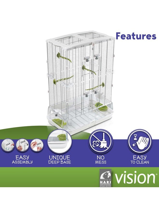 Vision M02 Wire Bird Cage, Bird Home For Parakeets, Finches And Canaries, Tall Medium, 83255, White - Image 3