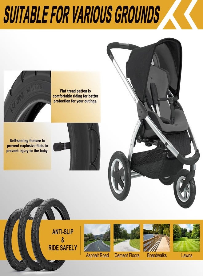 aledaras Rear 16×1.75/2.125 Tires and Tubes, 16x1.75/47-305 Stroller Tires Fit for BOB Stroller Revolution Se Pro Flex Jogging Duallie Stroller(2Sets) - Image 4