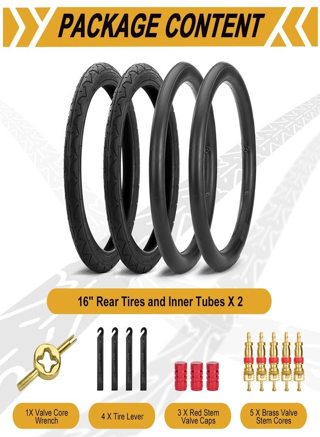 aledaras Rear 16×1.75/2.125 Tires and Tubes, 16x1.75/47-305 Stroller Tires Fit for BOB Stroller Revolution Se Pro Flex Jogging Duallie Stroller(2Sets) - Image 3