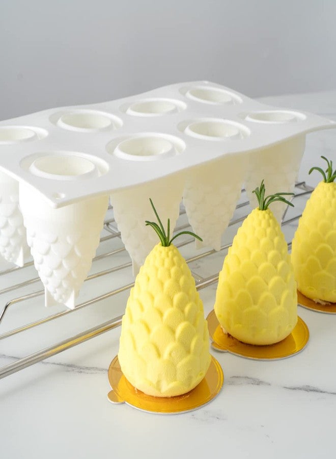 Restaurantware Pastry Tek 8 Cavities Pineapple Mold, 1 Oven-Ready Pineapple Jello Mold - Flexible, Freezable, White Silicone Tropical Fondant Mold, Easy Release, For Baking - Restaurantware - Image 3